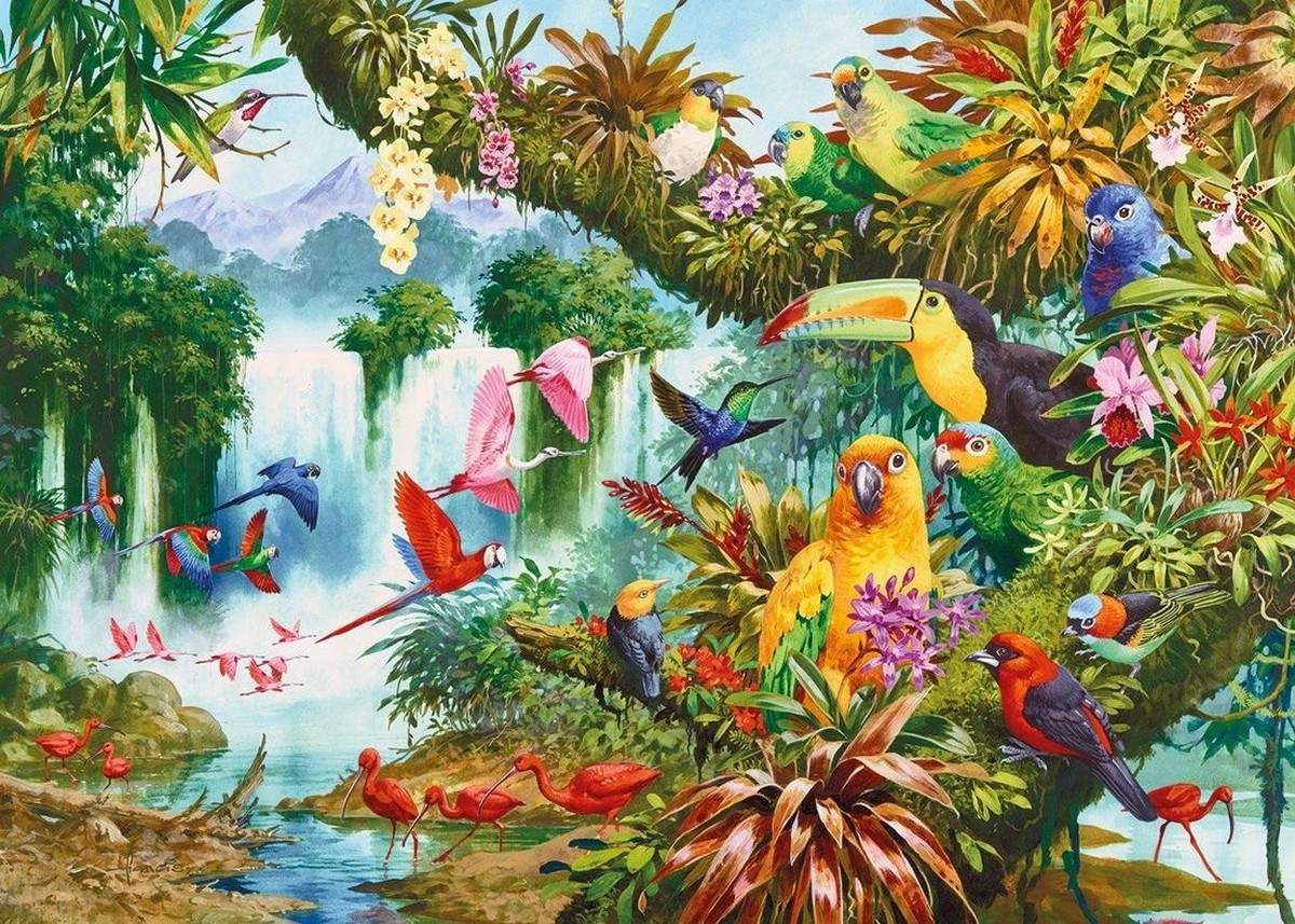 Jigsaw Puzzle Tropical Birds 4 88 pieces Jigidi