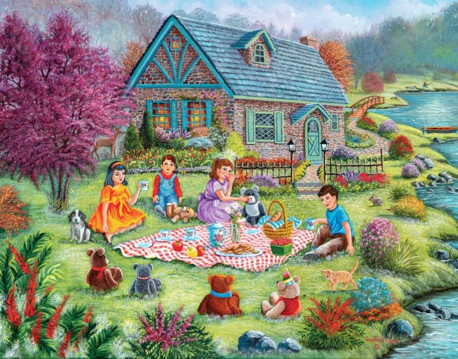 Solve Fun picnic for the kids, and bears! jigsaw puzzle online with 99