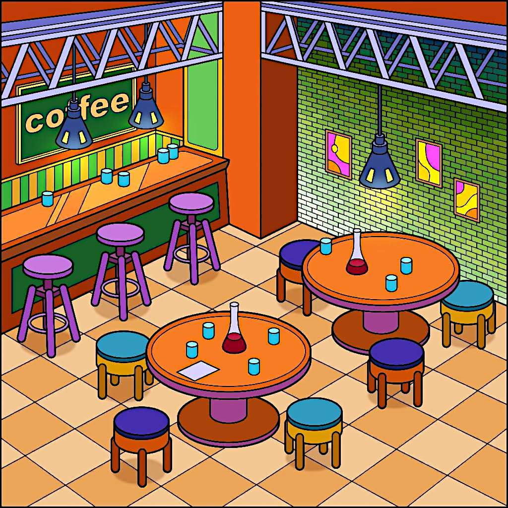 Jigsaw Puzzle The Cafe 64 pieces Jigidi