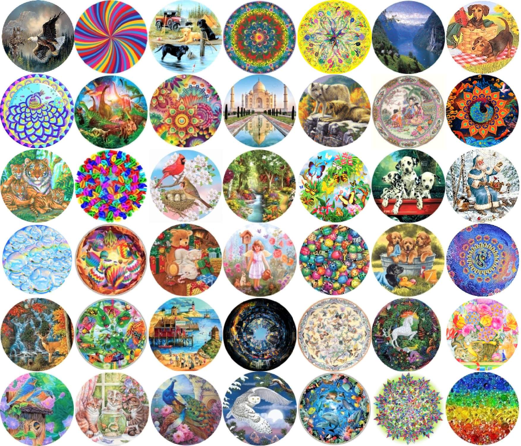 Solve ROUND JIGSAWS 2 jigsaw puzzle online with 378 pieces