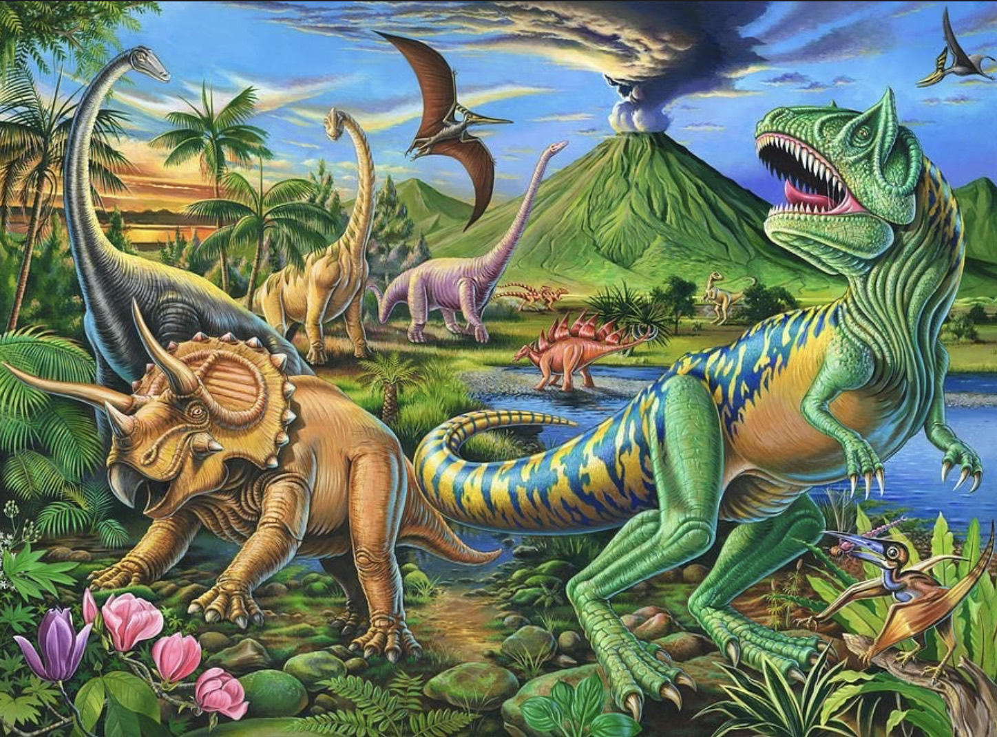 Solve Dinosaur Scene jigsaw puzzle online with 192 pieces