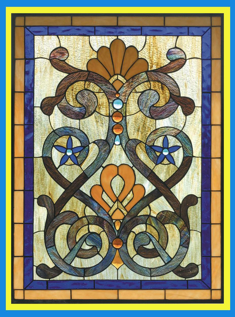 Solve 27"H x 20"W Mandolin Stained Glass Window jigsaw puzzle online