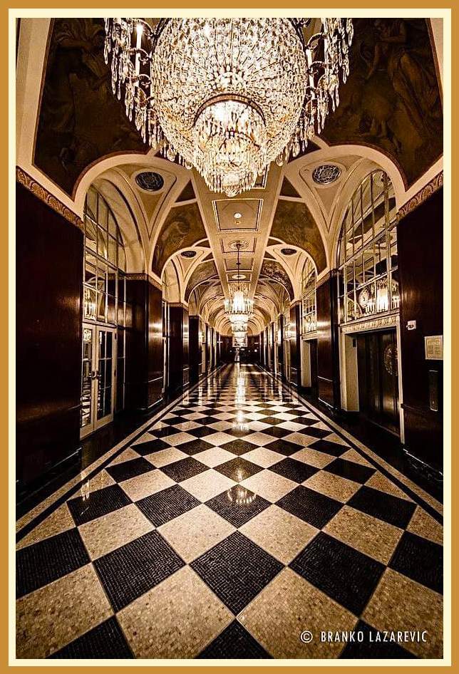 Jigsaw Puzzle Hallway in the New York Waldorf Astoria Hotel, designed by architects Schultze