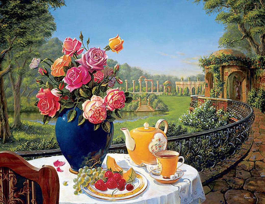 Solve Afternoon tea jigsaw puzzle online with 192 pieces