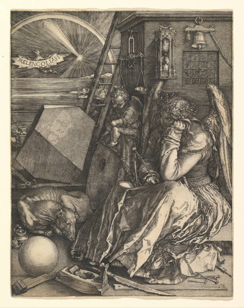 Solve Albrecht Dürer—Melencolia I, 1514 jigsaw puzzle online with 80 pieces