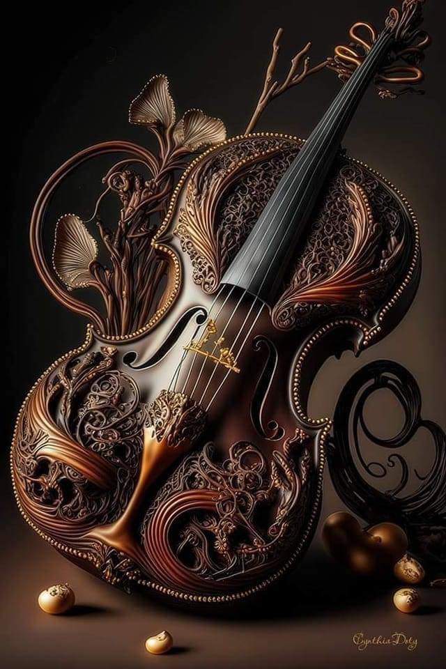 Solve violin made of chocolate jigsaw puzzle online with 24 pieces