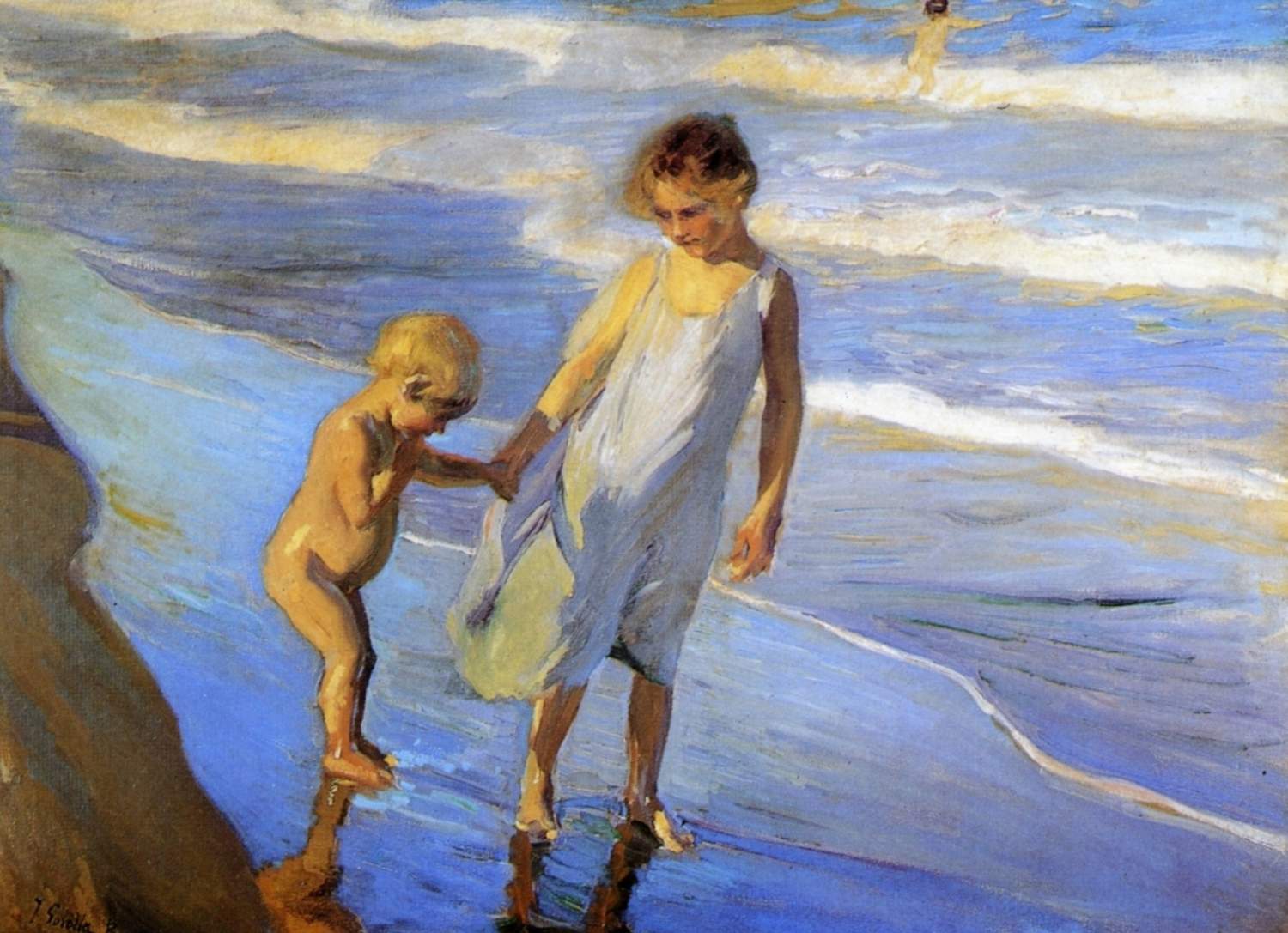 Solve Joaquín Sorolla y Bastida Two Little Girls on a Beach (Valencia