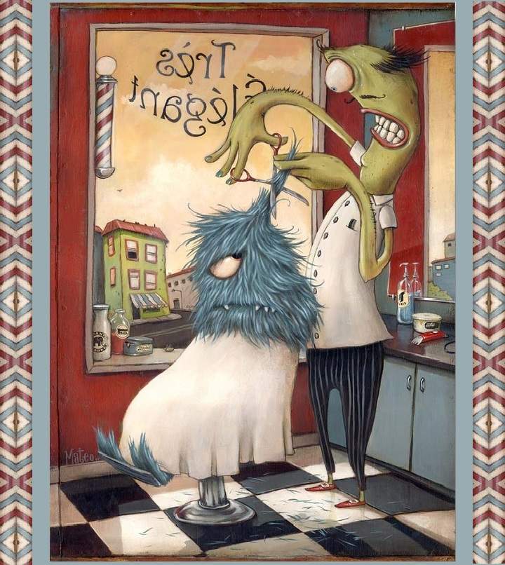 Solve The Haircut jigsaw puzzle online with 110 pieces