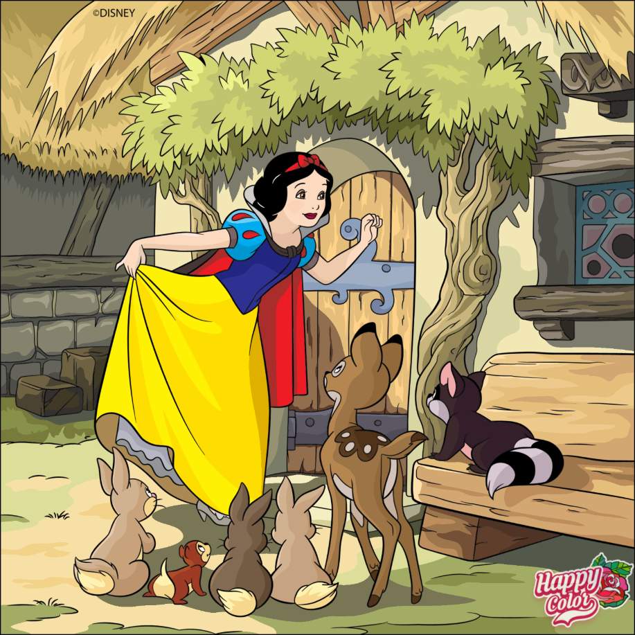 Solve Snow White & friends jigsaw puzzle online with 16 pieces