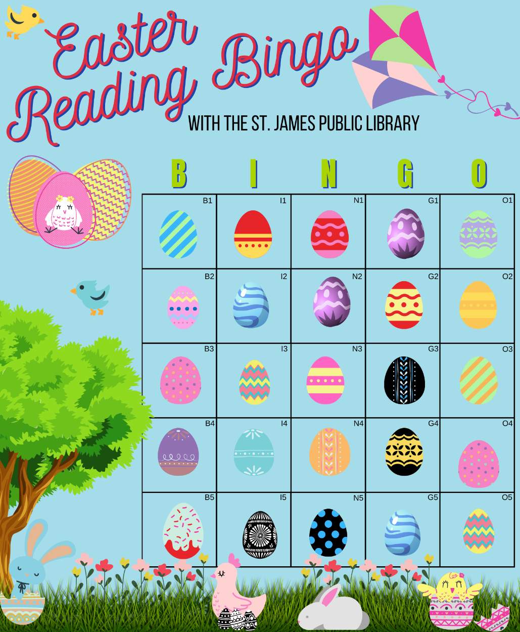 Solve Easter Reading Bingo jigsaw puzzle online with 80 pieces