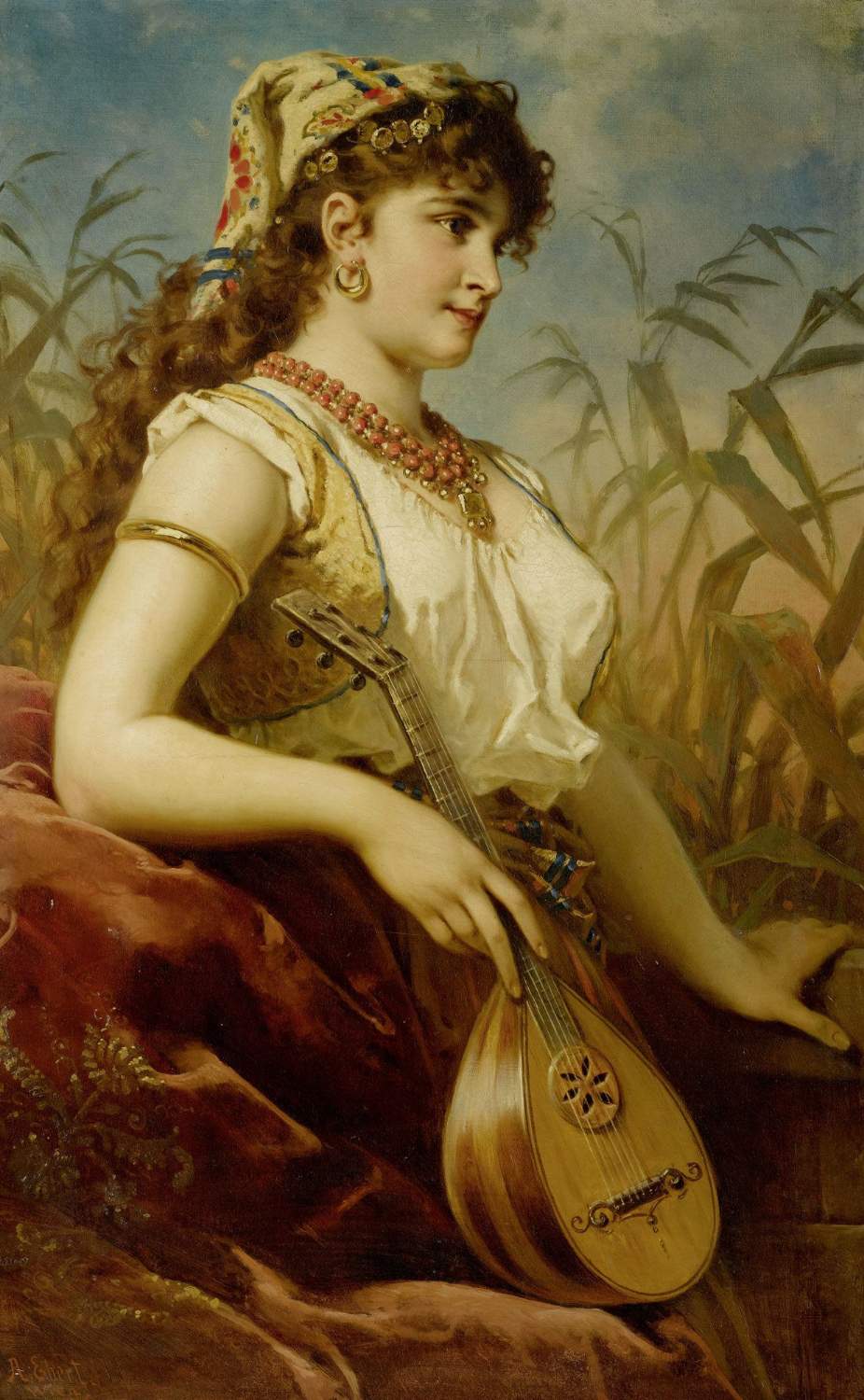 Solve Die Mandolinenspielerin/The Mandolin player jigsaw puzzle online