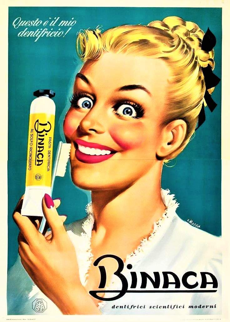 Solve Themes Vintage ads Binaca Toothpaste jigsaw puzzle online with