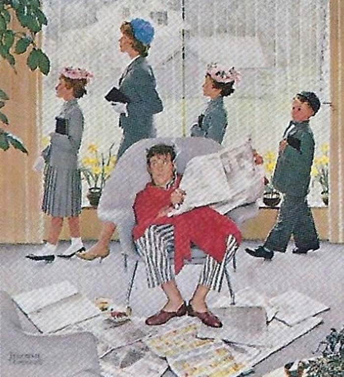 Solve SEP 05 1959 {Norman Rockwell} jigsaw puzzle online with 144 pieces