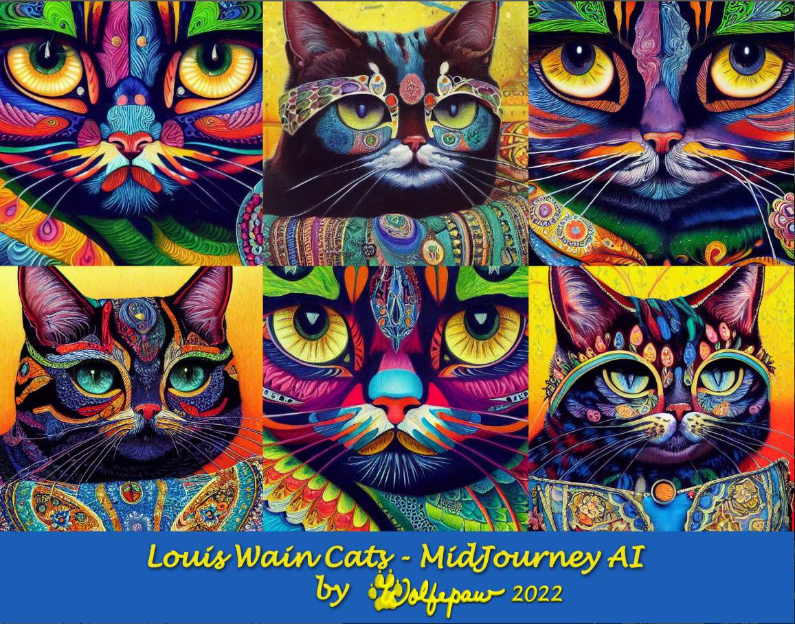 Solve midjourney beta louis wain cats jigsaw puzzle online with 108 pieces