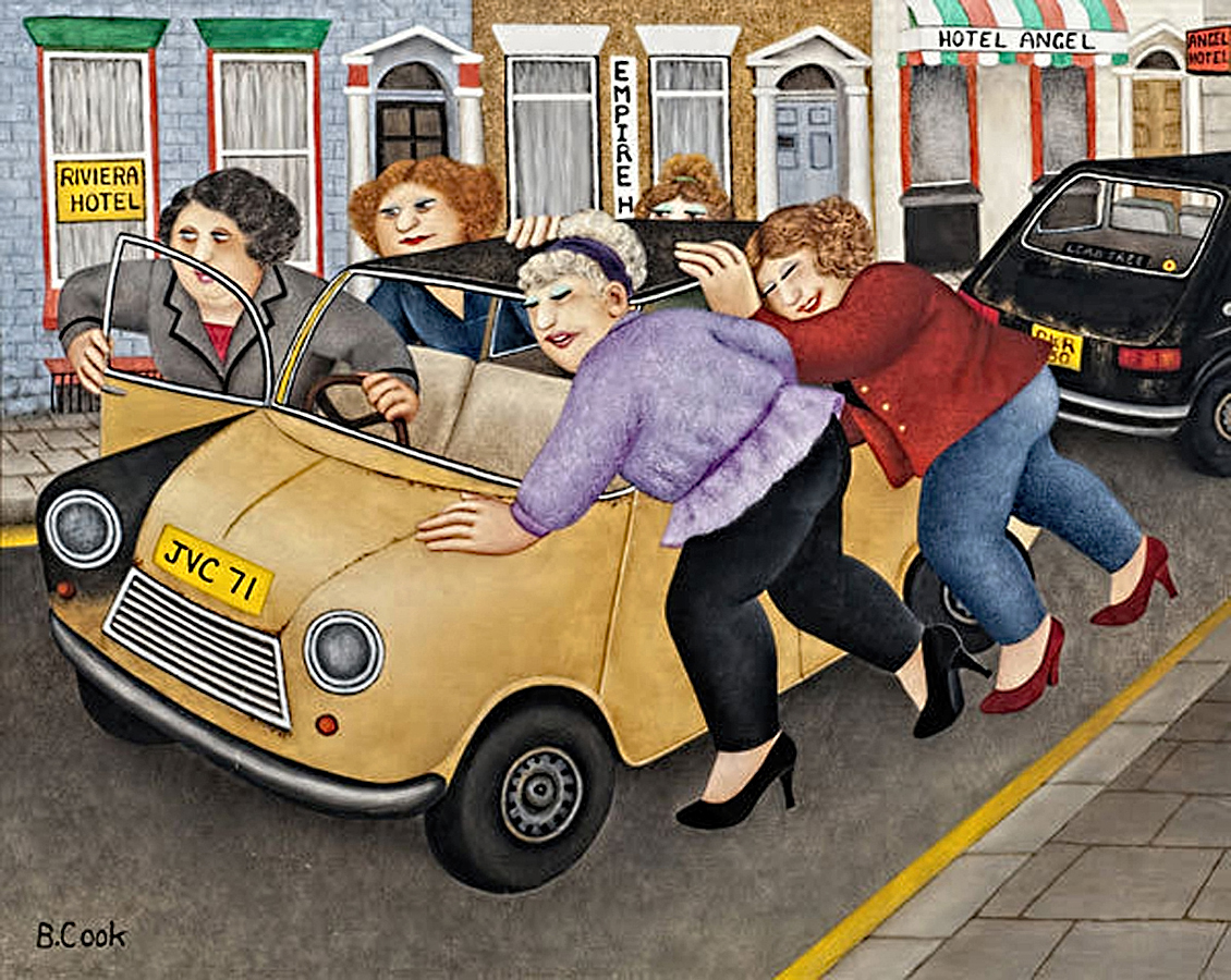 Solve Friends by English artist Beryl Cook jigsaw puzzle online with 80