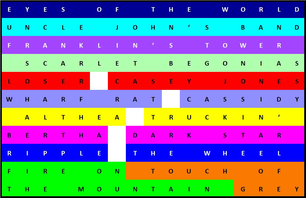 Solve Word 101.4 Songs by - The Grateful Dead 187 jigsaw puzzle online ...