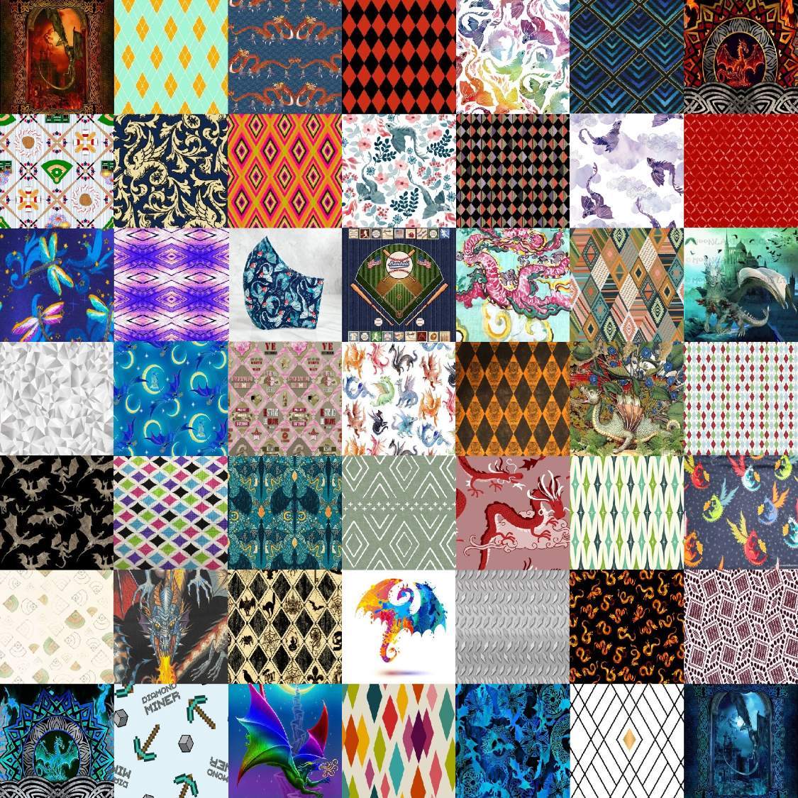 Solve Dragons and Diamonds jigsaw puzzle online with 49 pieces