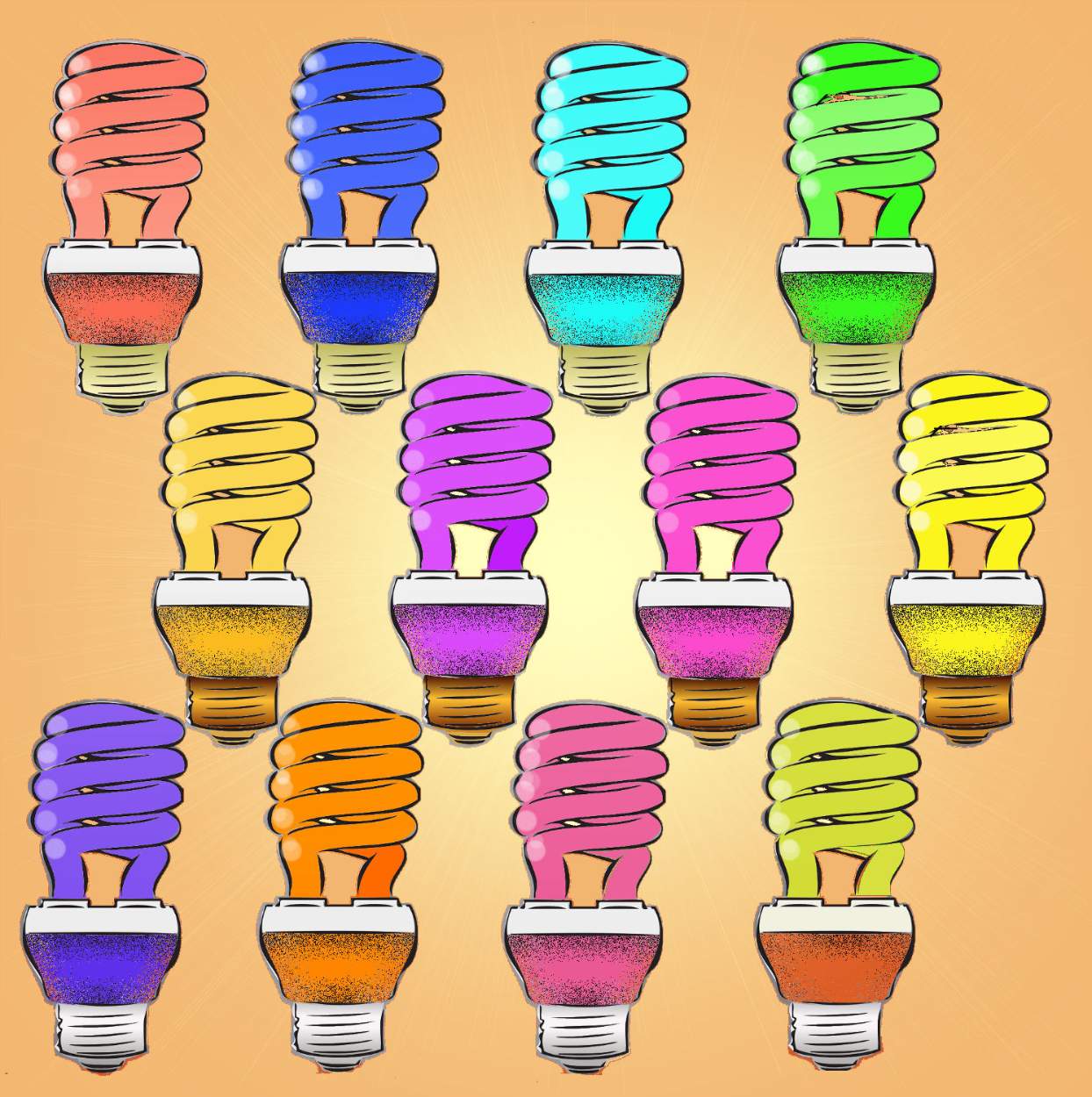 Solve COLOURED BULBS jigsaw puzzle online with 100 pieces