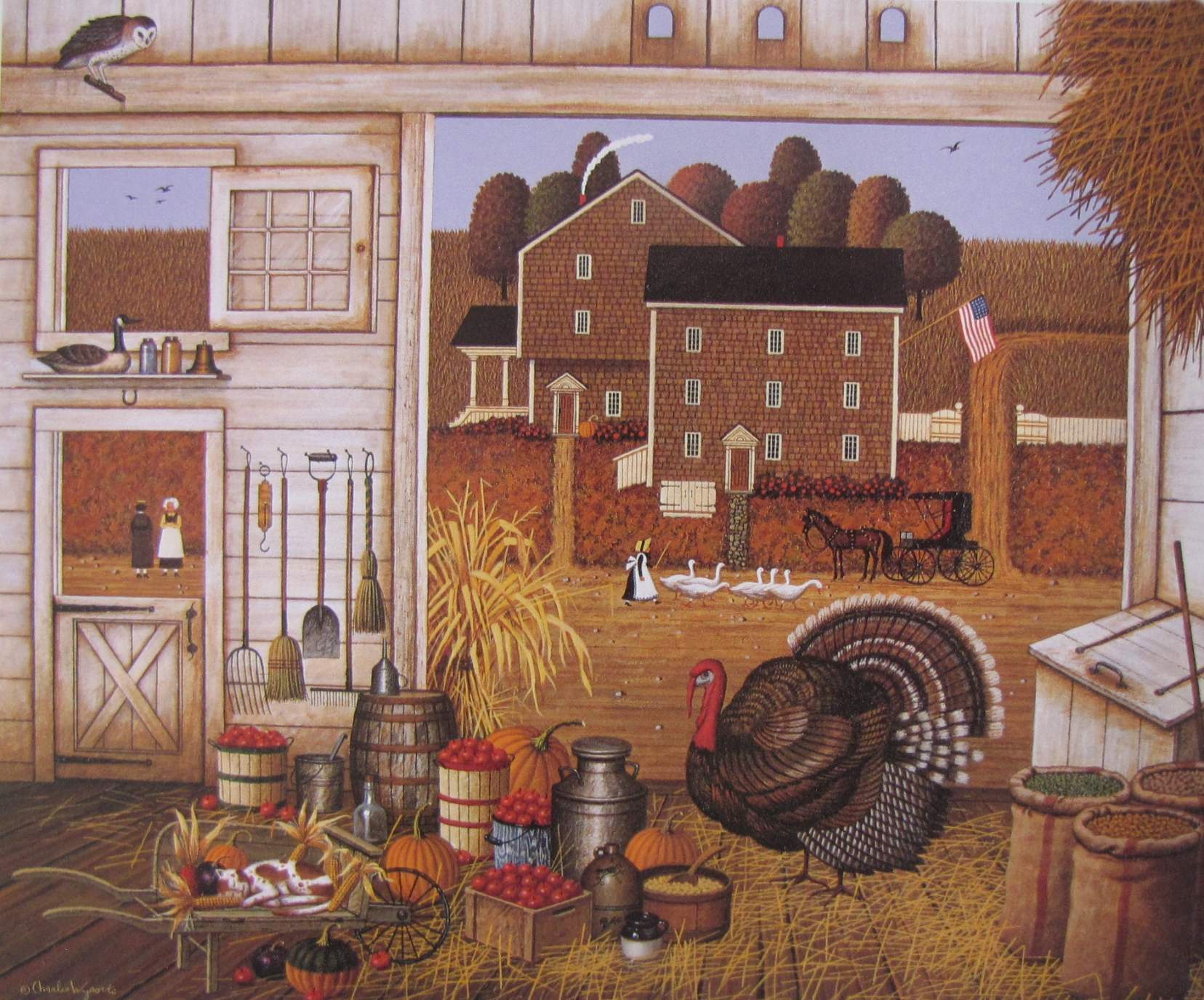 Solve Turkey In The Straw {Charles Wysocki} jigsaw puzzle online with