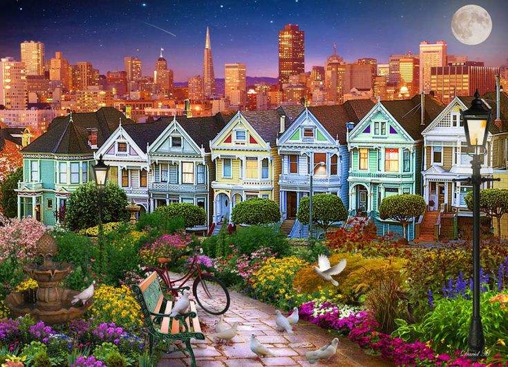 Solve Vintage Houses (1014) jigsaw puzzle online with 63 pieces