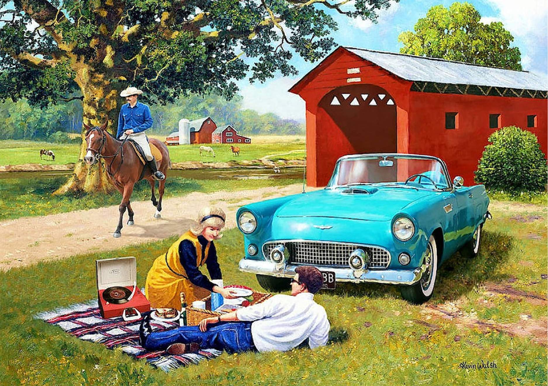 Solve A T'Bird Summer by Kevin Walsh jigsaw puzzle online with 165 pieces