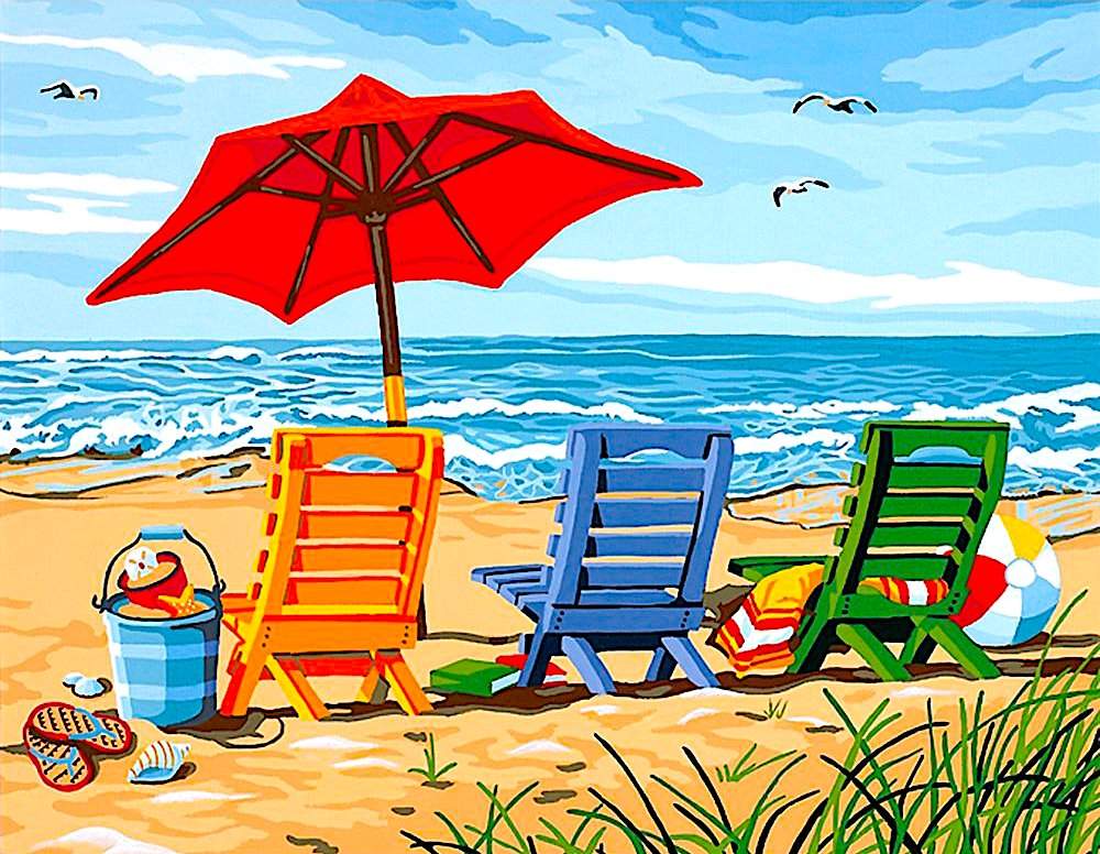 Solve Beach Chair Scene jigsaw puzzle online with 130 pieces