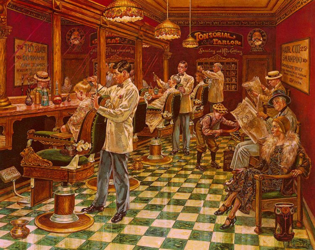 Solve Barber Shop by Lee Dubin jigsaw puzzle online with 130 pieces