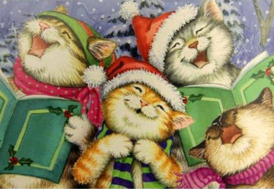 Solve Cats singing Christmas carols, from Jubilee Gift Shop jigsaw