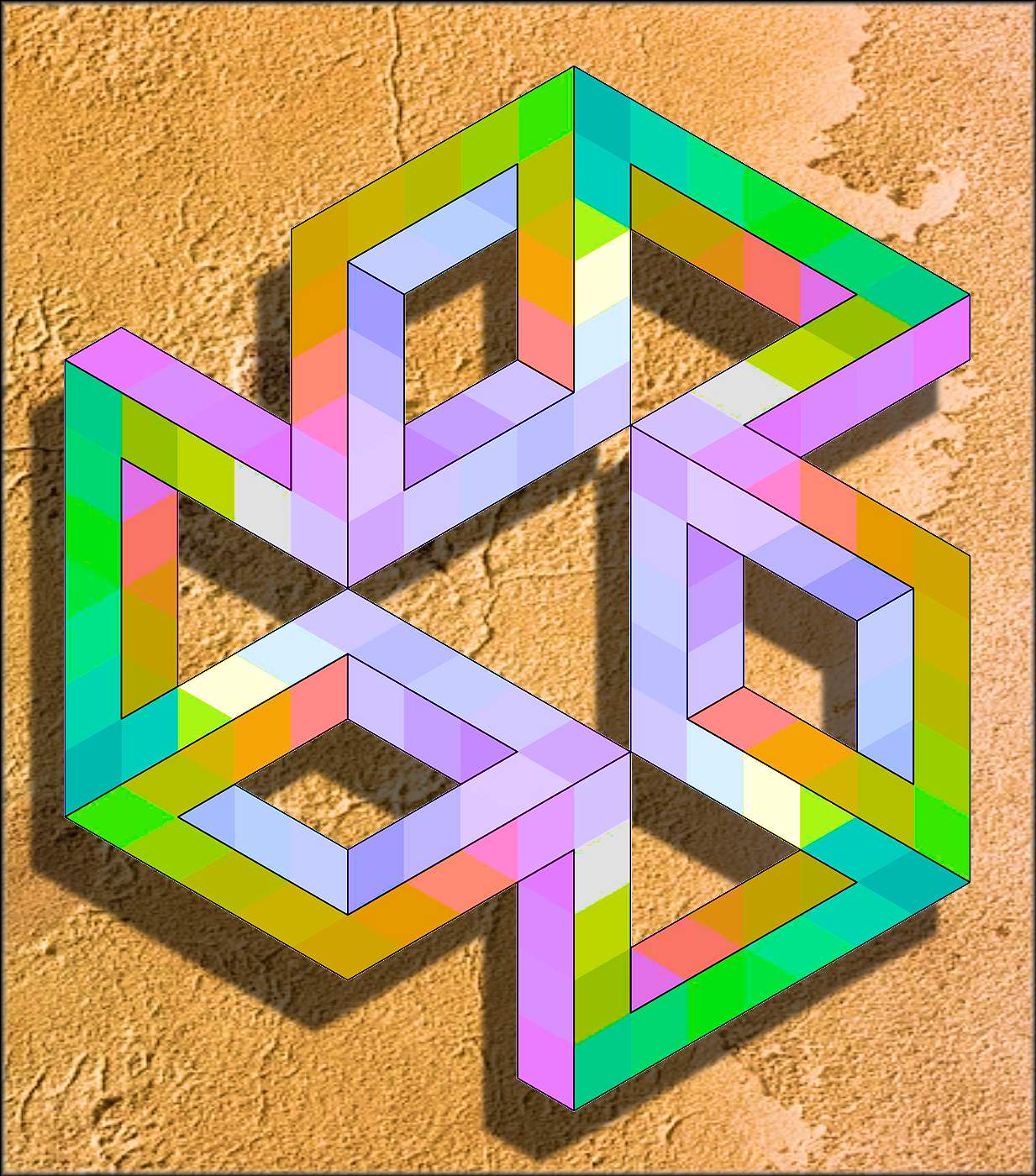 Solve Tri Optical Illusion jigsaw puzzle online with 195 pieces