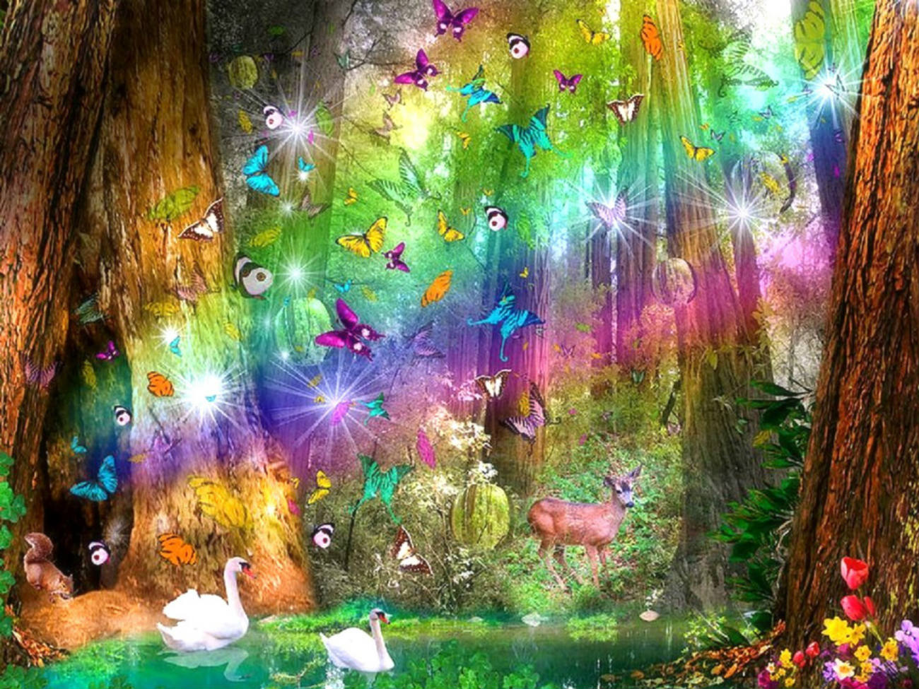 Solve Rainbow Paradise jigsaw puzzle online with 130 pieces