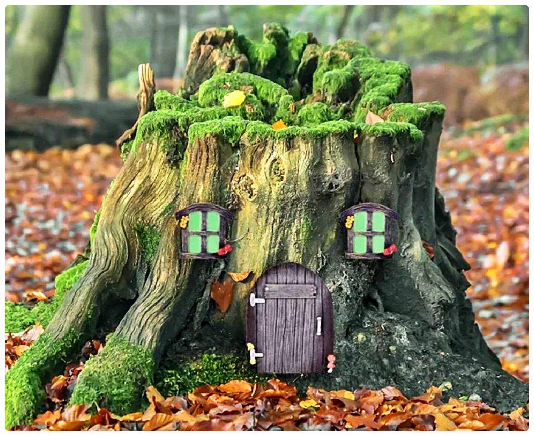 Solve Garden Fairy Tree Trunk House jigsaw puzzle online with 195 pieces