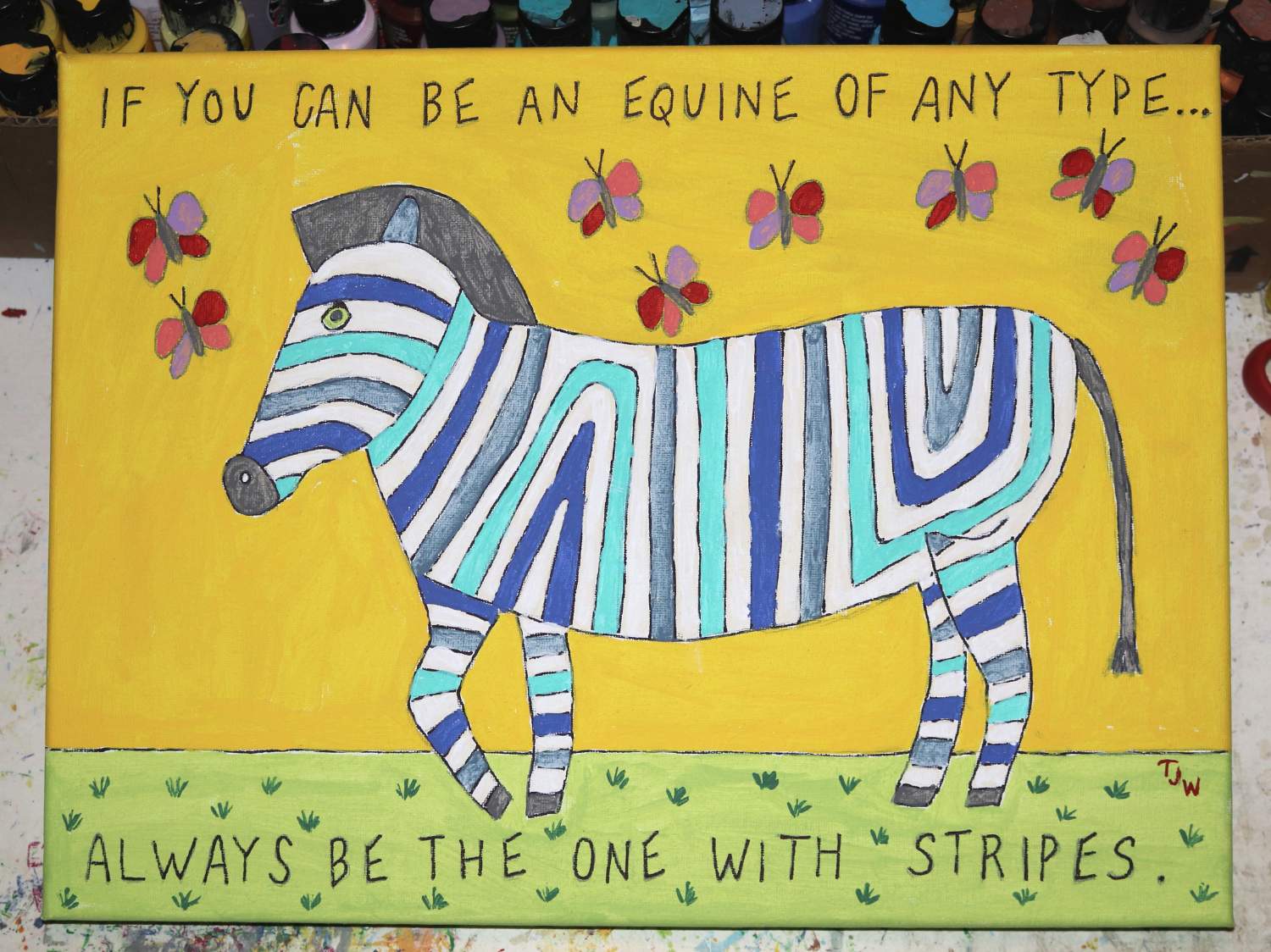 Solve Zebra Painting jigsaw puzzle online with 48 pieces