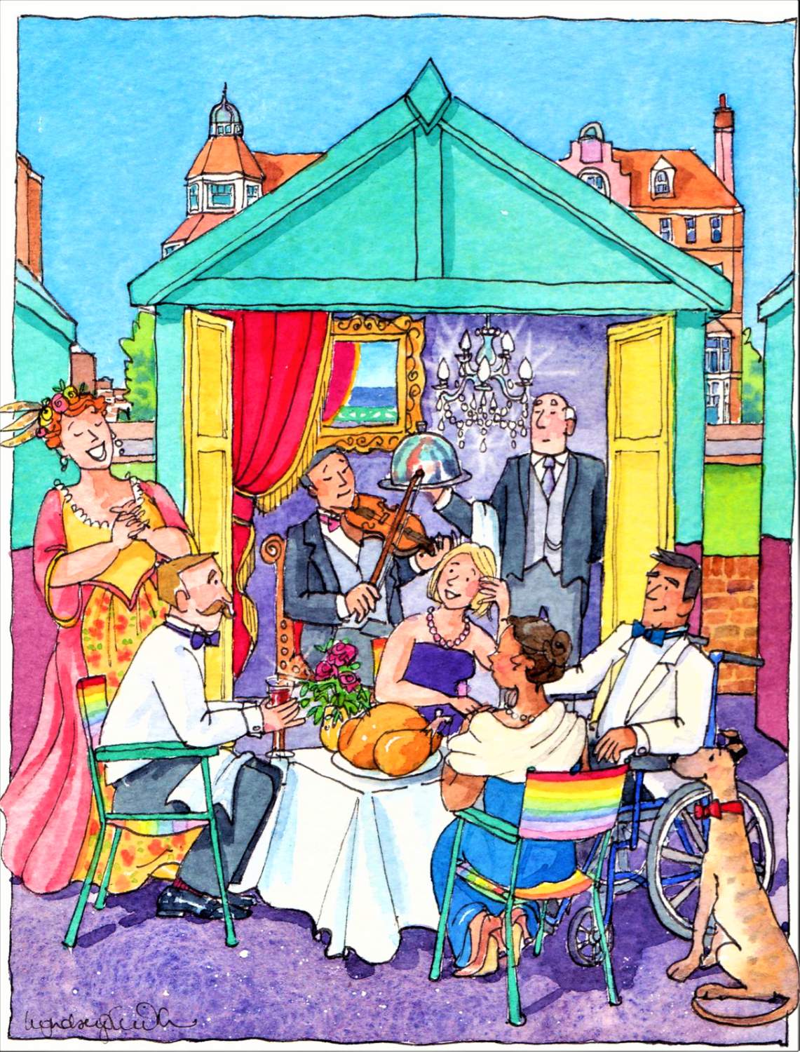 Solve DressedtotheNines Dinner in a Beach Hut jigsaw puzzle online with 475 pieces