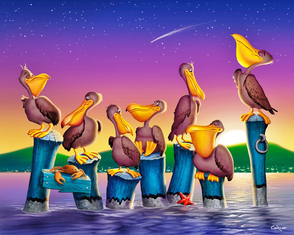 Solve Preening Pelicans (Larger by Request) jigsaw puzzle online with